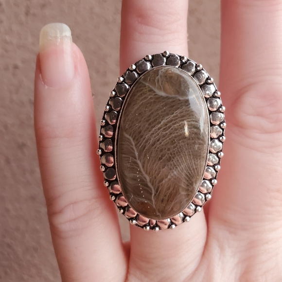 New Oversized Jasper 925 Silver Ring. - Picture 1 of 12